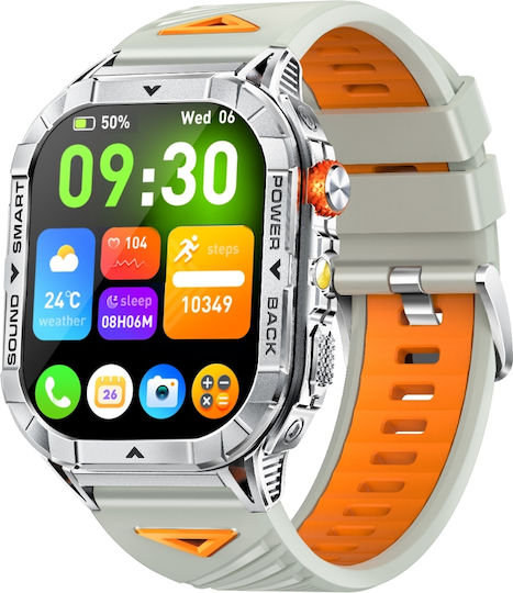 Microwear Smartwatch K70a Silver Case Gray Silicone Strap