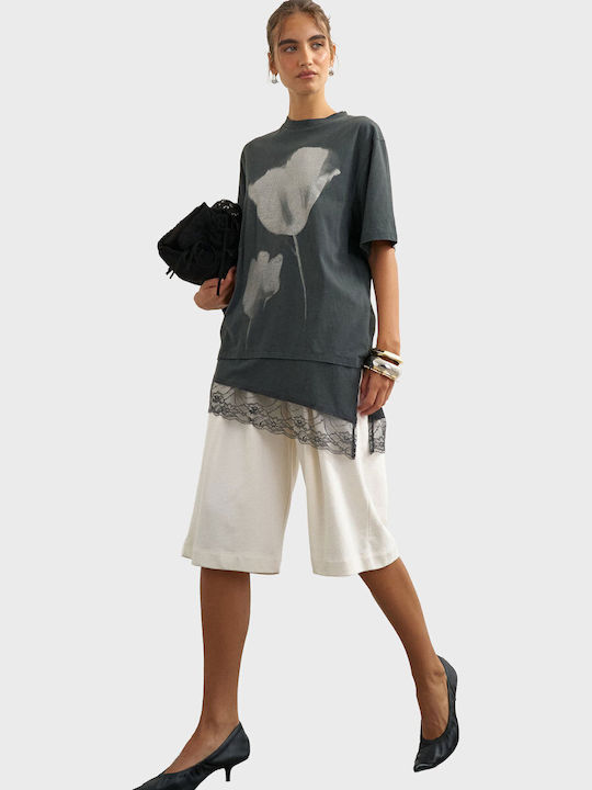 Topshop Women's Floral T-shirt Jet Black