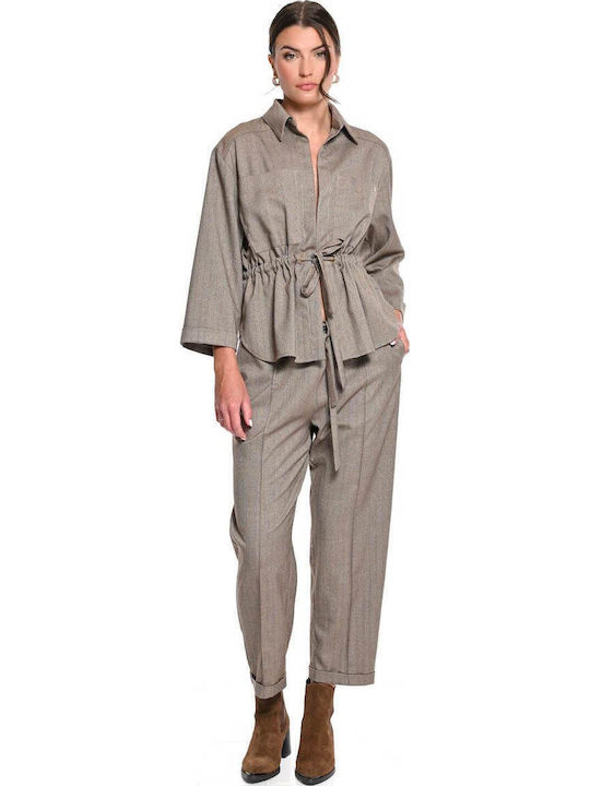 Women's Fabric Trousers in Relaxed Fit Taupe