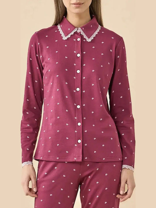 Noidinotte Winter Women's Burgundy Pajama Set
