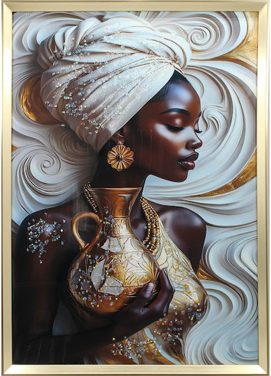 Wooden Wall Painting 50x70 cm with Gold Embossed Strass Frame Keskor 25070-72