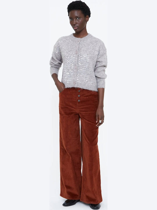 Cardigan Lung Tricotat pentru Femei Taupe