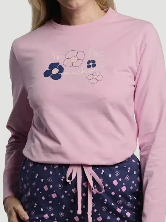 Muydemi Set de Pijama de Iarnă pentru Damă, din Bumbac, Albastru