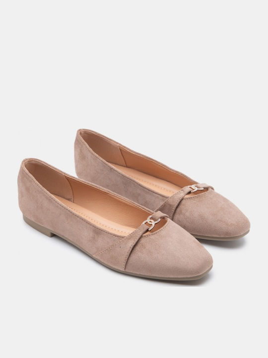 Women's Pointed-Toe Ballerina Shoes Beige-Dark