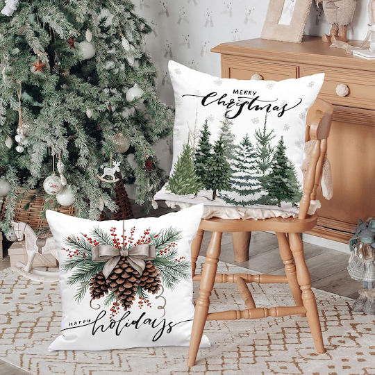 Nikcorp Lanpn Dekorative Weiße Weihnachtskissenbezüge 4 Stück 50 X 50 Cm