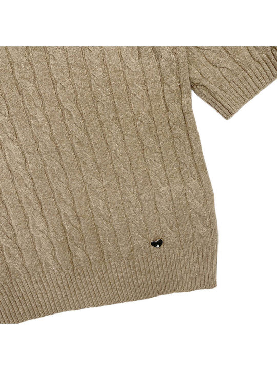 Short-Sleeve Camel Sweater