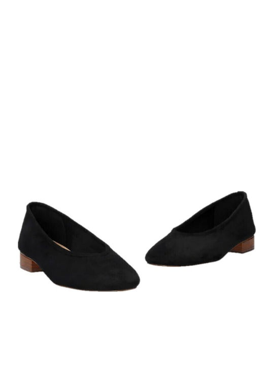 Spitze Pumps mit niedrigem Absatz Schwarz