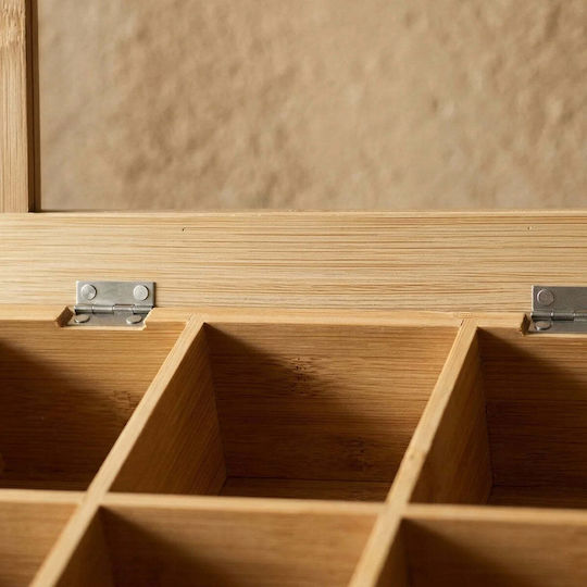 Excellent Houseware Кутия за Чай с Капак Дървена