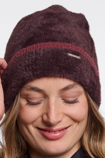 Unisex Fleece Knitted Beanie in Burgundy