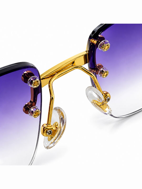 Unisex Γυαλιά Ηλίου με Μεταλλικό Σκελετό Purple / Gold Ντεγκραντέ