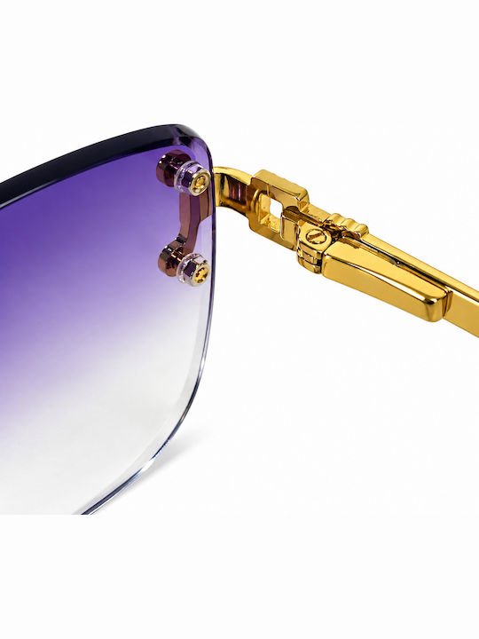 Unisex Γυαλιά Ηλίου με Μεταλλικό Σκελετό Purple / Gold Ντεγκραντέ
