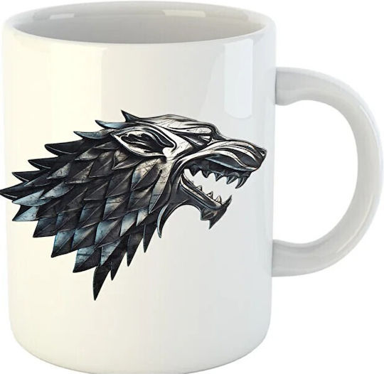 Wolf Head Banner Tribute Ceramic White Mug 330ml