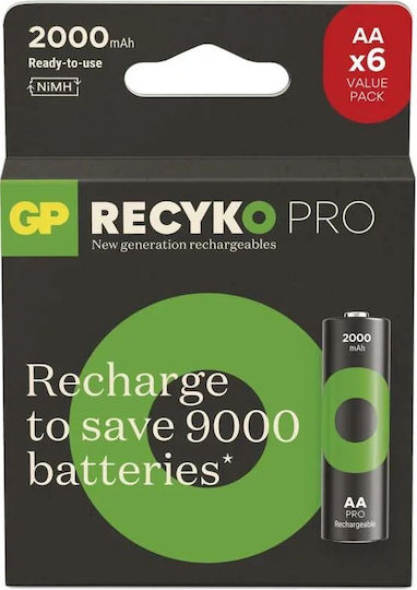 GP Recyko Pro AA HR6 1,2 V 2000 mAh Wiederaufladbare Batterien 6 Stück 4891199222337