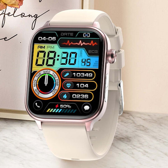 Aoke ET570 Smartwatch (Pink - Gold Case / Pink Silicone Strap)