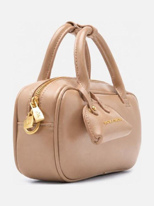 Beige-Dunkle Damenhandtasche aus Stoff