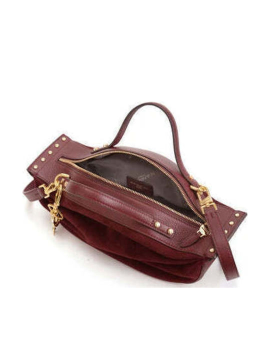 Leather Women's Tote Bag Suede Burgundy