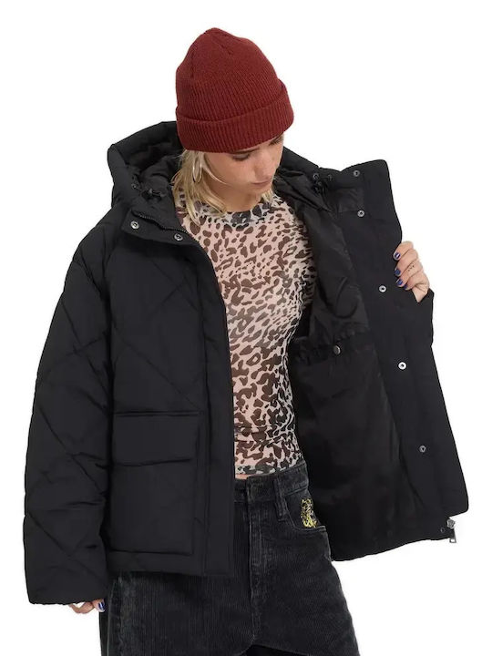 Out Of Boxy Късо Дамско Водоустойчиво Puffer Яке за Зима Black