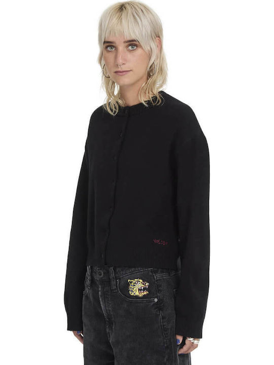 Ozzy Long Women's Knitted Cardigan Black
