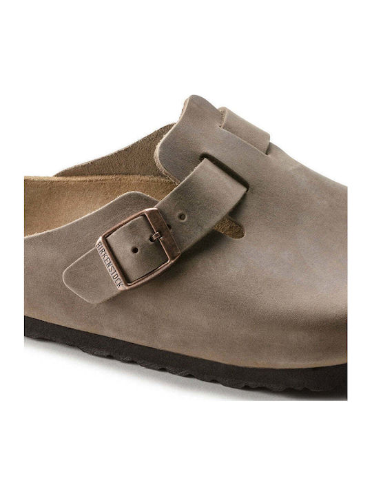 Oiled Δερμάτινες Ανδρικές Παντόφλες Καφέ Regular Fit