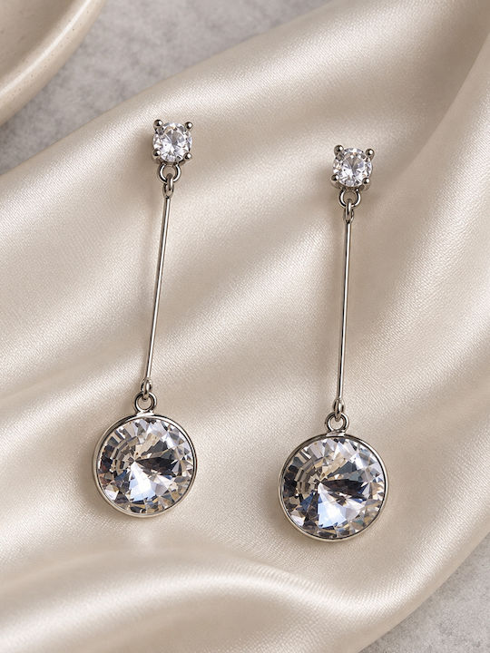 Enoch Dangle Earrings with Round Stones Silver