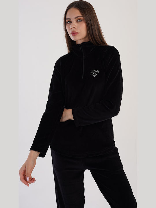 Vienetta Secret Winter Women's Cotton Pyjama Set Black
