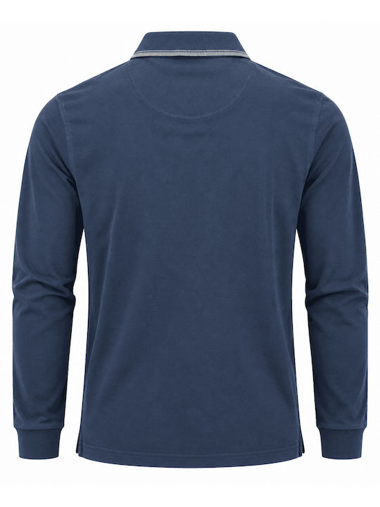 Langarm-Poloshirt Marineblau