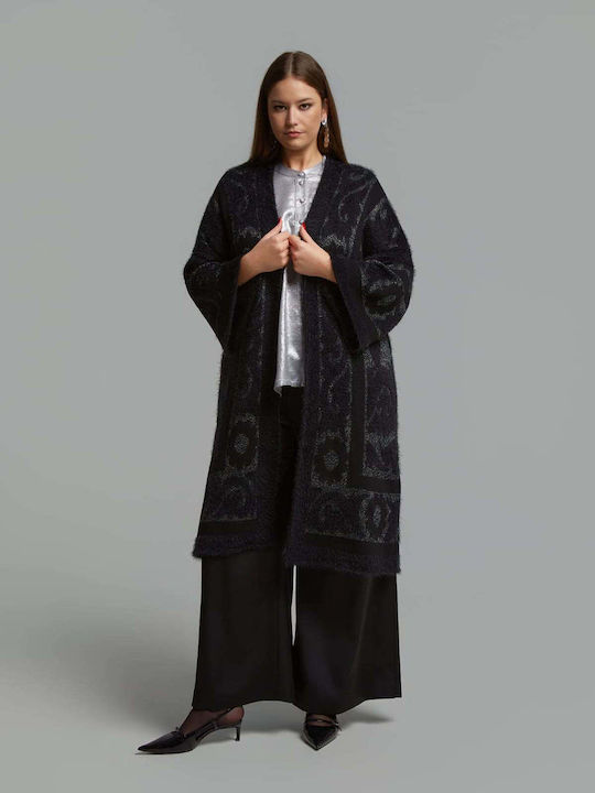Lange Damenstrickjacke Schwarz