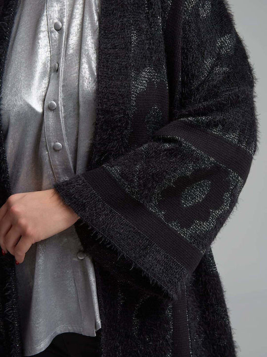 Lange Damenstrickjacke Schwarz
