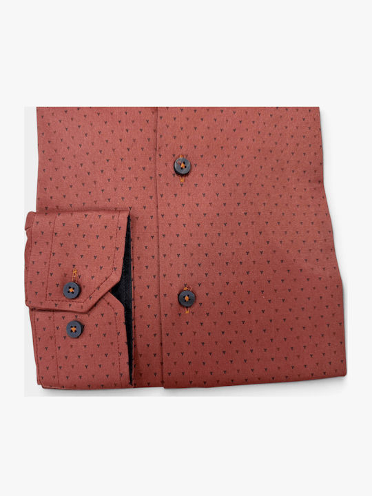 Long-Sleeve Slim-Fit Shirt in Burgundy