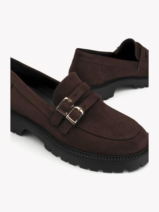 Καφέ Loafers Διπλές Αγκράφες Chunky Σόλα