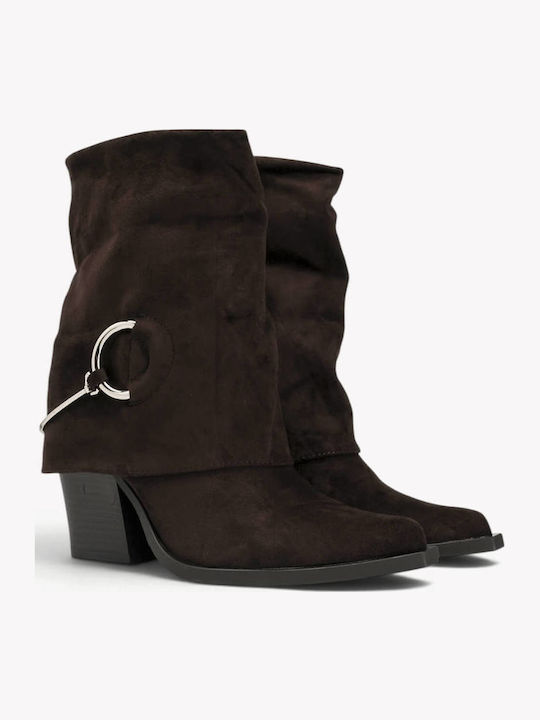 Braune Western-Stiefeletten mit Metallverzierung