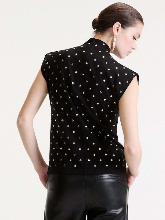 Mllfuxia Women's Sleeveless Black Blouse