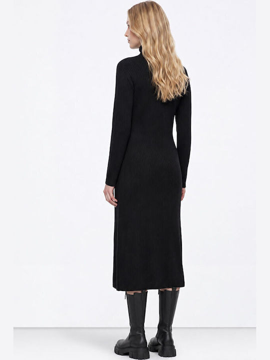 Midi Turtleneck Dress Black