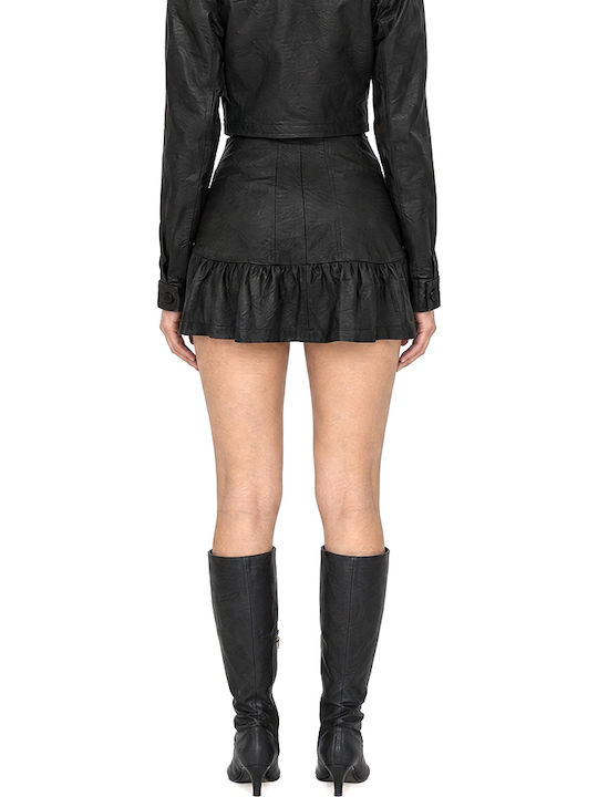 Moutaki Leder Minirock Schwarz