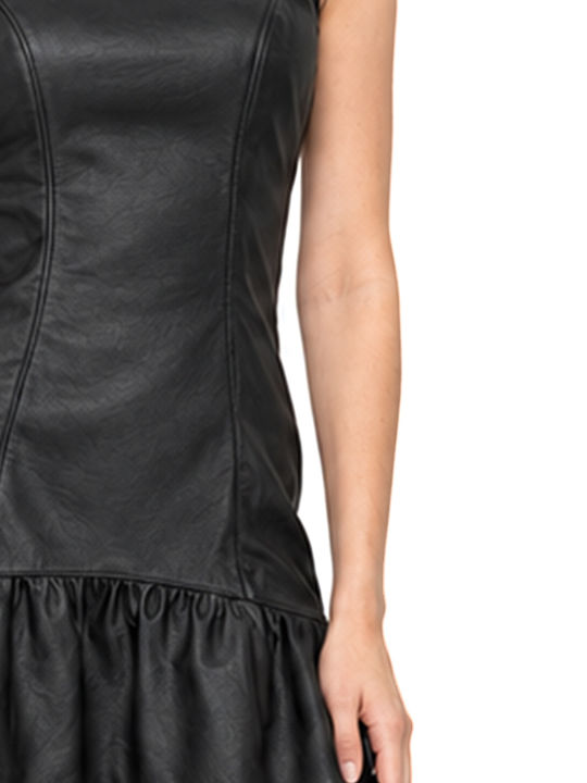 Mini-Abendkleid aus Leder Black