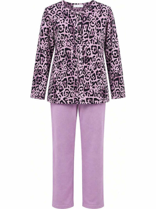 Passion Winterliches Damen-Schlafanzugset Lila Leopard