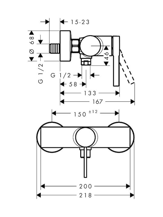Hansgrohe Zesis Baterie Monocomandă Termostatică pentru Cabină de Duș
