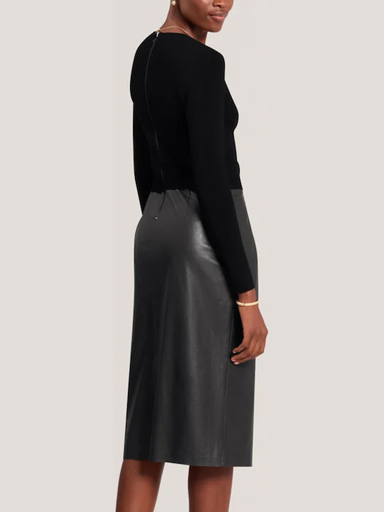 Midi-Kleid Langärmlig Black