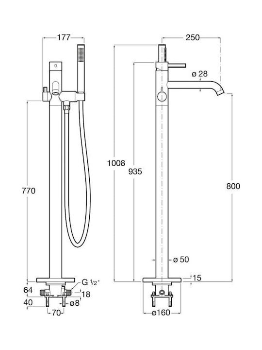 Roca Thermostatic Mixing Bathtub Faucet Complete Set White