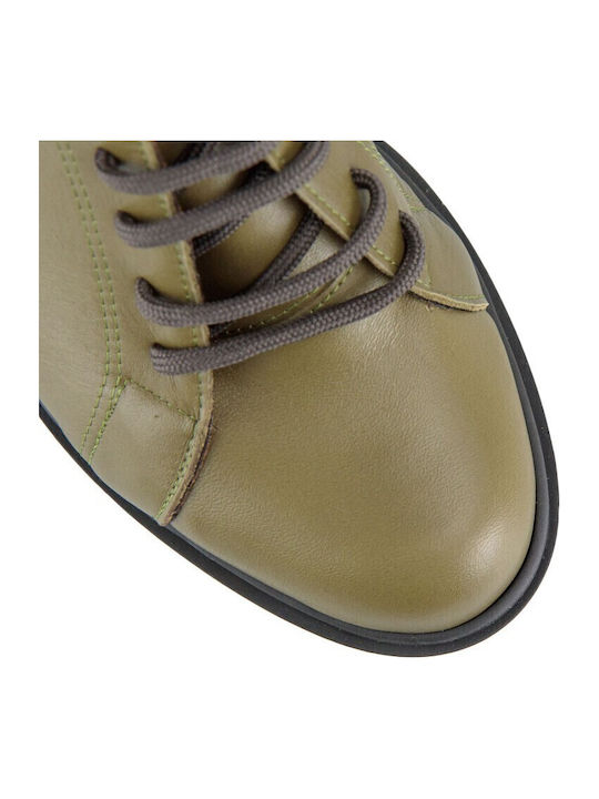 Leather Women's Ankle Boots Green