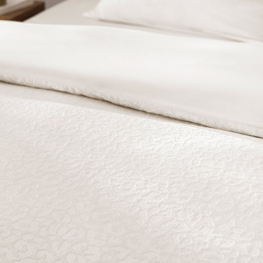 L-c Fauve Duvet Cover Set 240x220cm Super Double with 4 Pillowcases Ivory