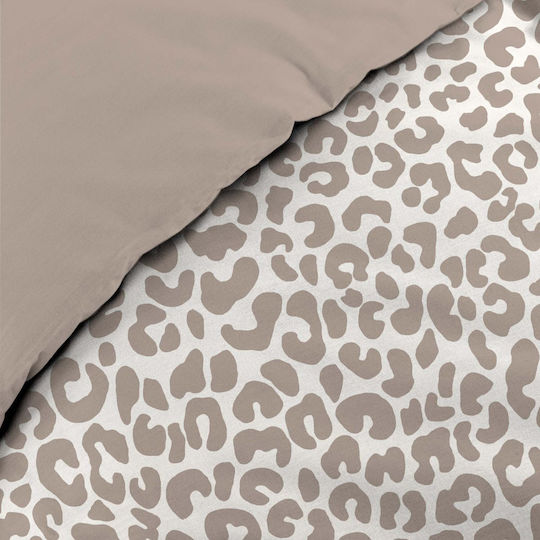 L-c Wild Cotton Duvet Cover Set 240x220cm Double with 4 Pillowcases Natural