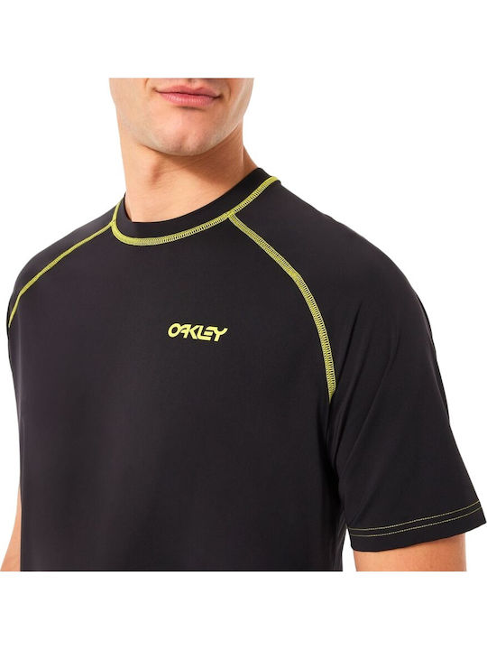 Oakley Tricou cu protecție solară pentru bărbați, cu mâneci scurte, UPF 50+, negru