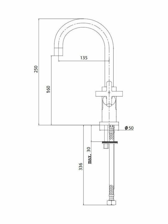 Omnires Modern C301 Tall Silver Mixing Sink Faucet