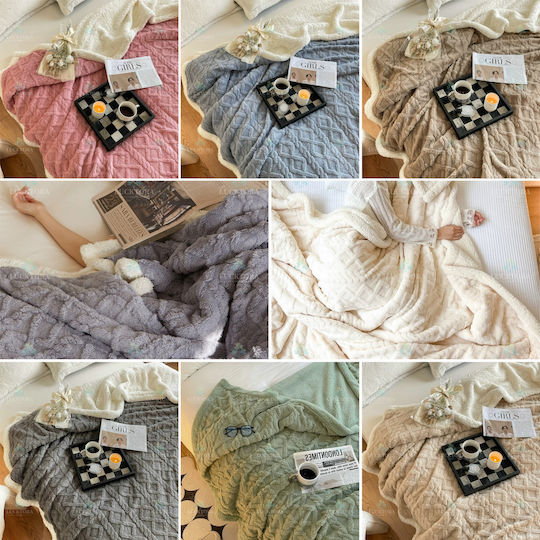 Ehome Double Sherpa Blanket 220x240cm Pink Double Knitted Sherpa Blanket 220x240 LUC-PLEXTO220-Pink