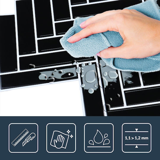 3D Wall Panels Plastic Self-Adhesive Black 30.5x25cm