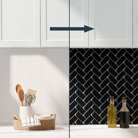 3D Wall Panels Plastic Self-Adhesive Black 30.5x25cm