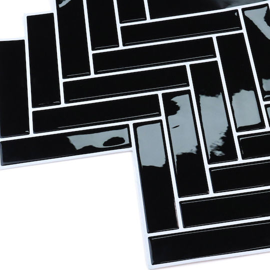 3D Wall Panels Plastic Self-Adhesive Black 30.5x25cm