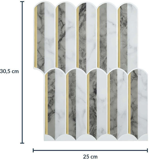 3D Wall Panel in Grey Self-Adhesive Plastic 30.5x25 cm