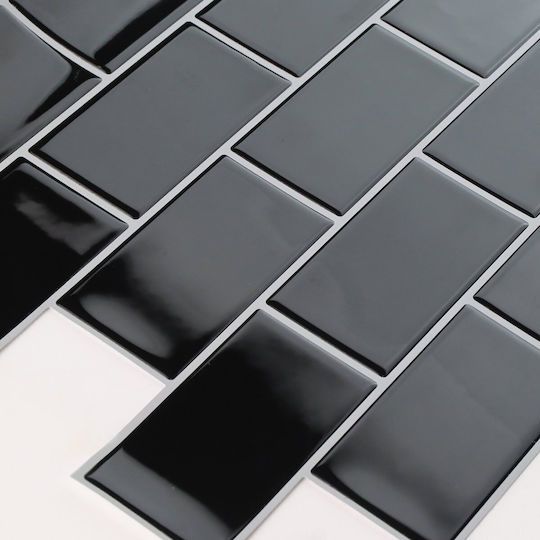 3D Wall Panels in Black Adhesive Plastic 30.5x25 cm